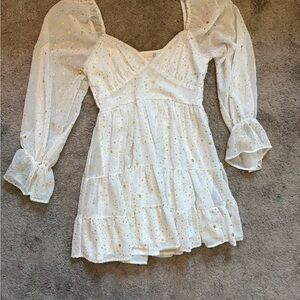 Elegant White and Gold Women's Dress